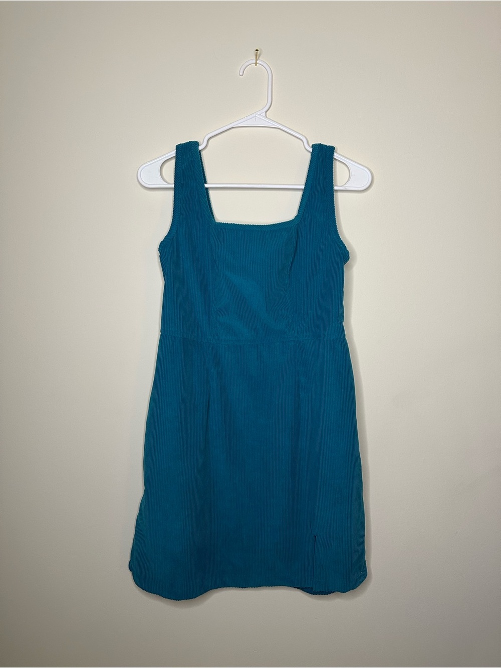 Women’s Teal Square-Neck Corduroy Dress